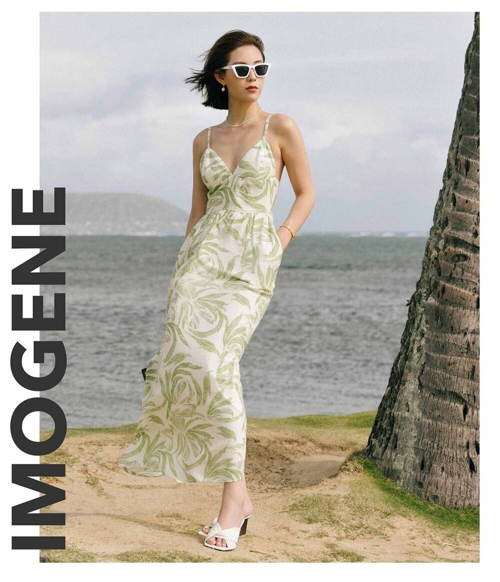 Petite Studio x Suggyl Dress Imogene Fern Print Boho Tropical Green Size S